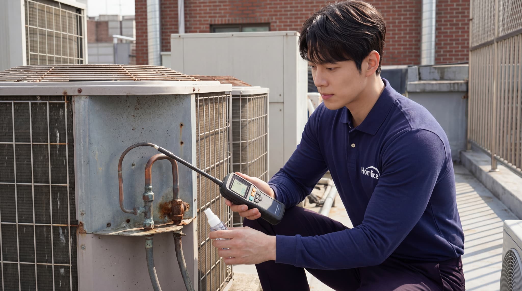 냉매 누설 탐지 수리