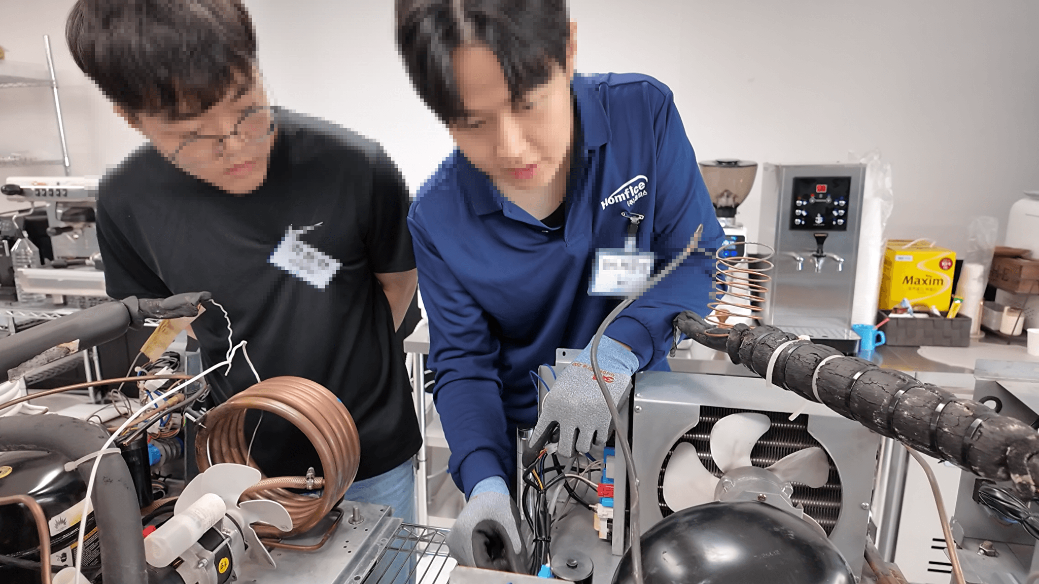 제빙기 커피머신 설치·세척과정