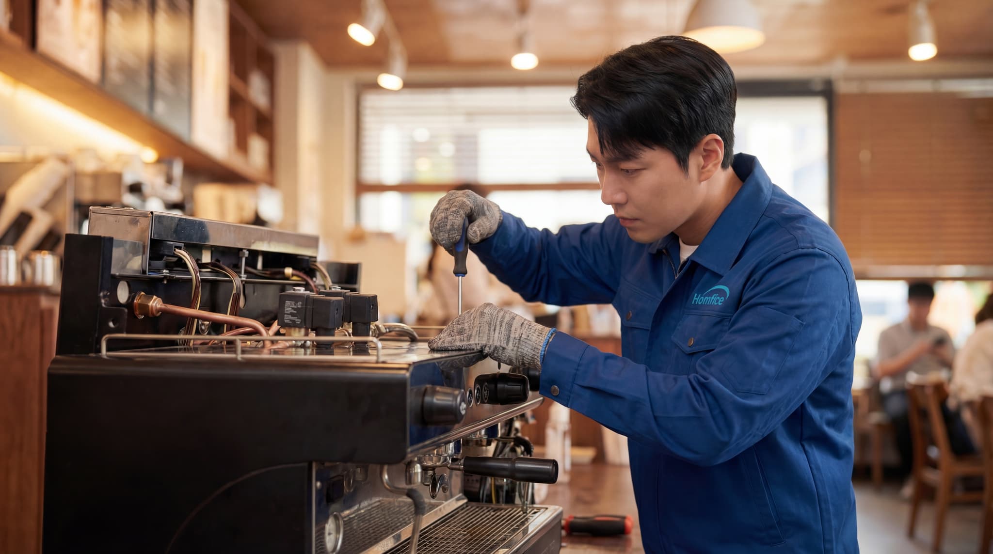 반자동 커피머신 긴급 수리